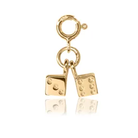 Twinning Dice Charm - Yellow Gold