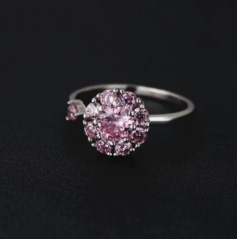 Unique 925 Sterling Silver TWIRLING & CALMING CZ Ring