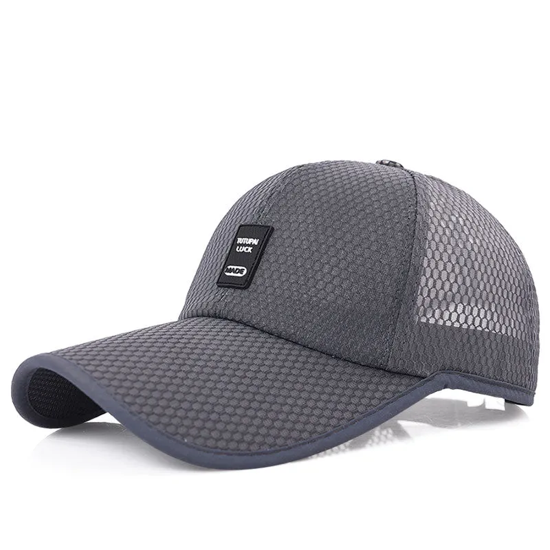 Unisex Sports Cap Men Women Casual Cap For Fishing Outdoor Baseball Cap Long Visor Summer Mesh Hat Sunshade Breathable Cap