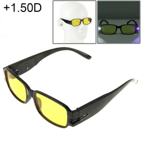 UV Protection Yellow Resin Lens Reading Glasses with Currency Detecting Function,  1.50D