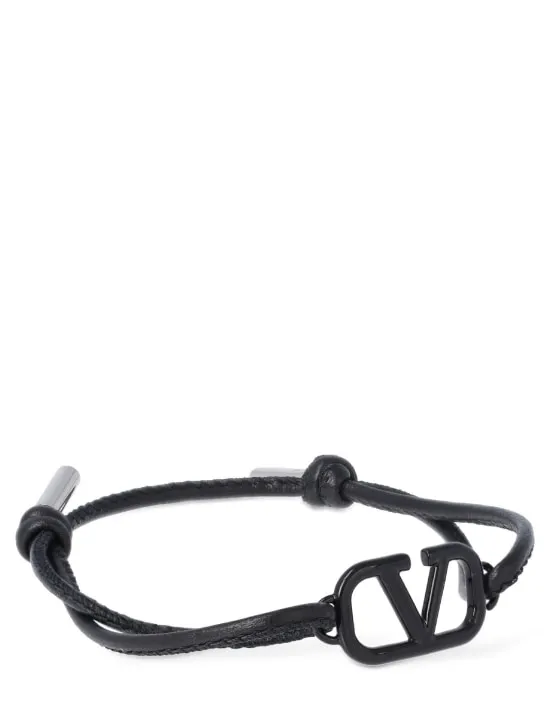 Valentino Garavani   V Logo leather sliding bracelet 