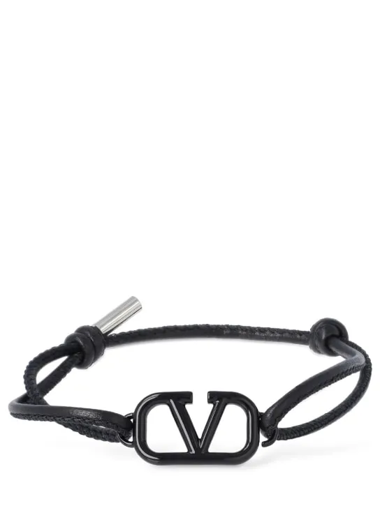 Valentino Garavani   V Logo leather sliding bracelet 