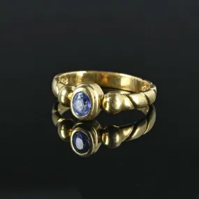 Vintage 18K Gold Natural Sapphire Ring Band