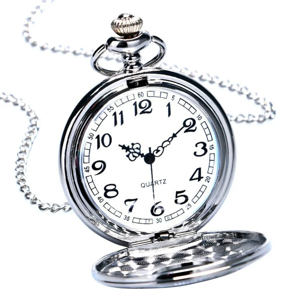 Vintage Charm Black Unisex Fashion Roman Number Quartz Steampunk Pocket Watch Women Man Necklace Pendant with Chain Gifts P427