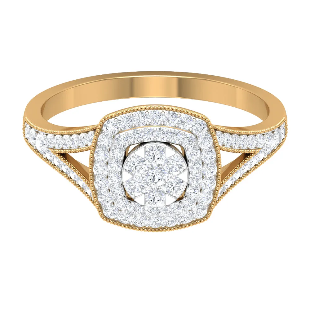 Vintage Inspired Diamond Engagement Ring in Illusion Setting