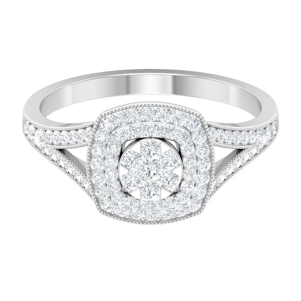 Vintage Inspired Diamond Engagement Ring in Illusion Setting