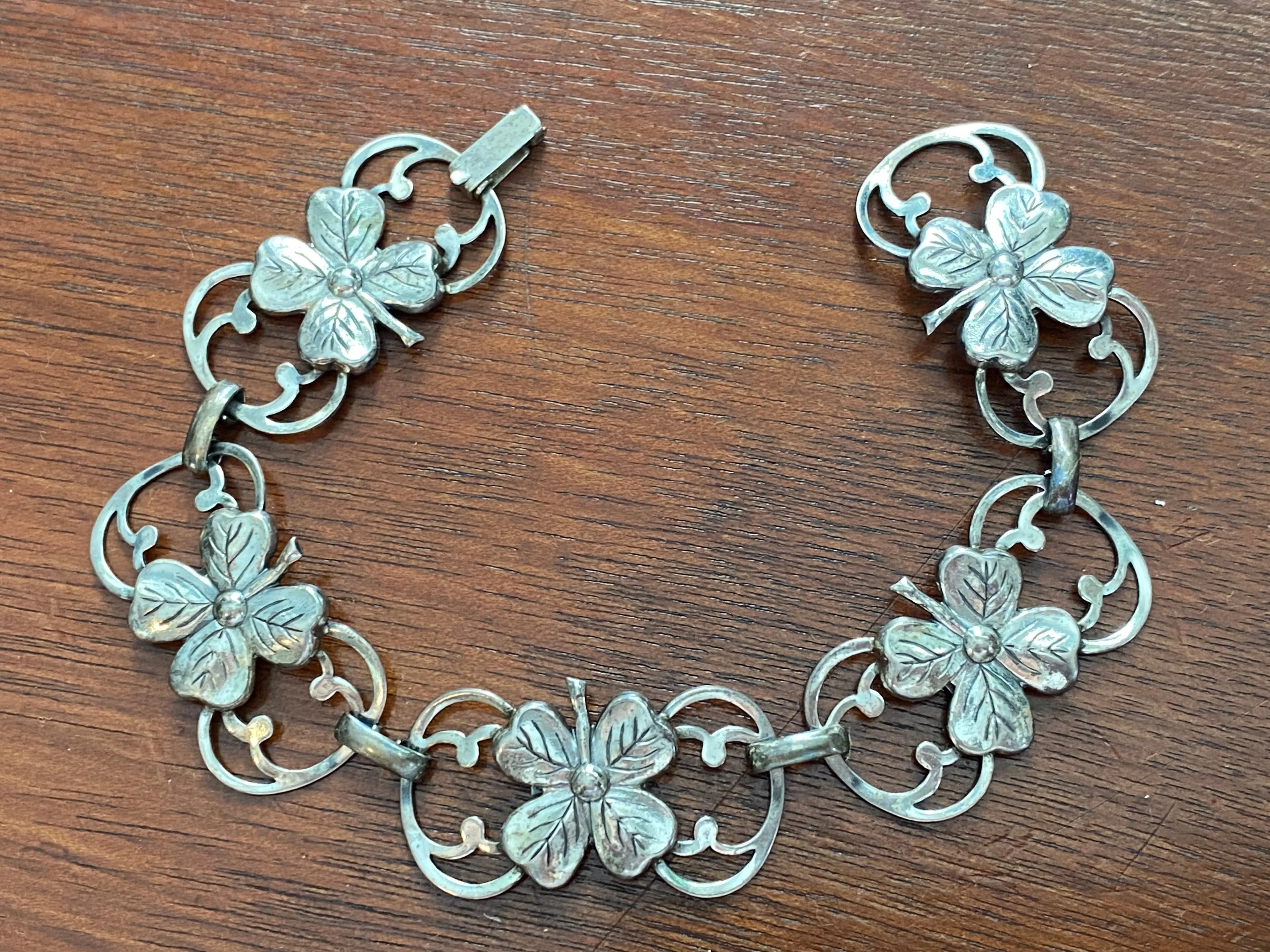 Vintage Langs Sterling Silver 925 Dogwood Bracelet