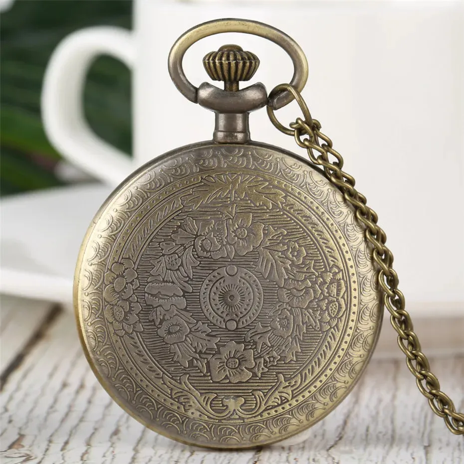 Vintage Retro Roman Numerals Display Quartz Pocket Watch