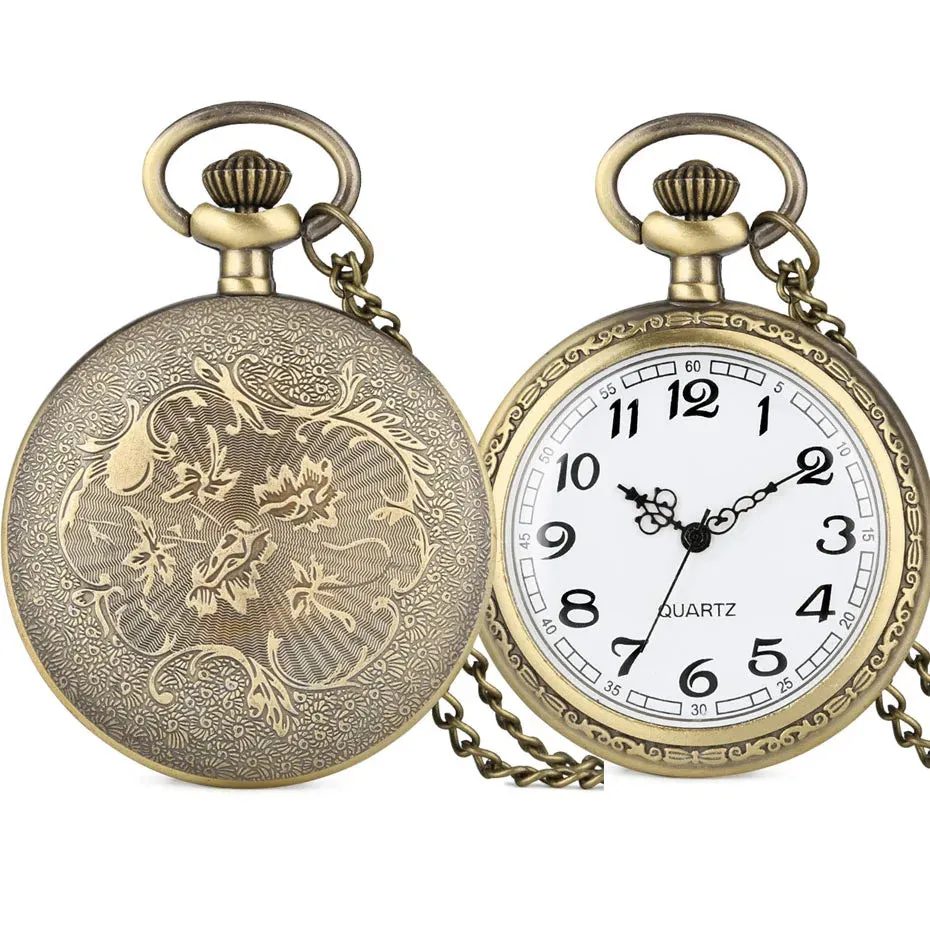 Vintage Retro Roman Numerals Display Quartz Pocket Watch