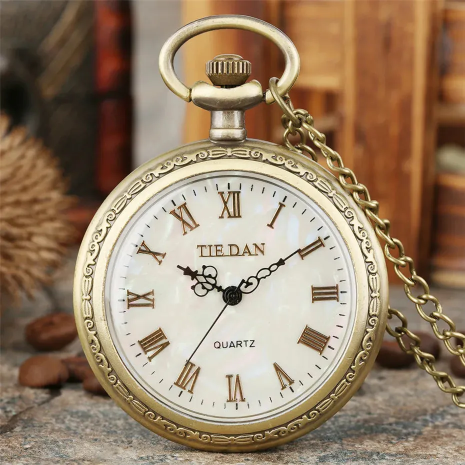 Vintage Retro Roman Numerals Display Quartz Pocket Watch