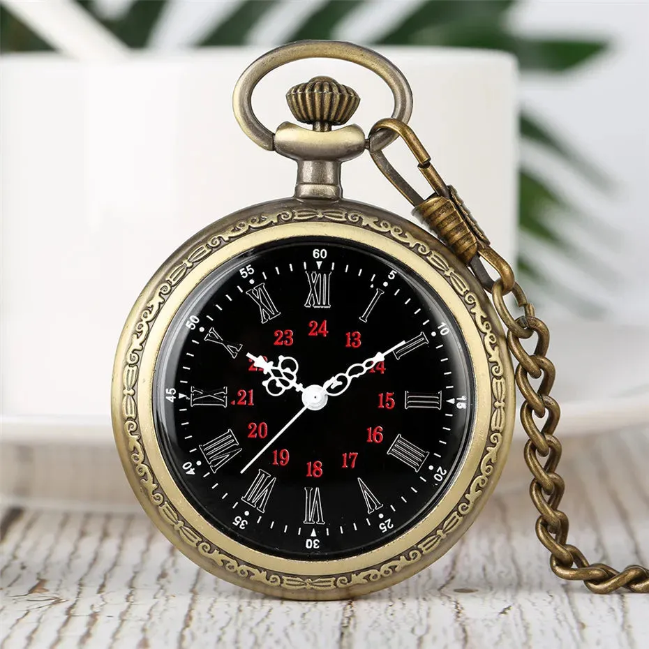 Vintage Retro Roman Numerals Display Quartz Pocket Watch