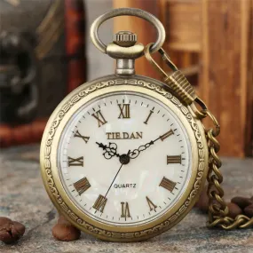 Vintage Retro Roman Numerals Display Quartz Pocket Watch