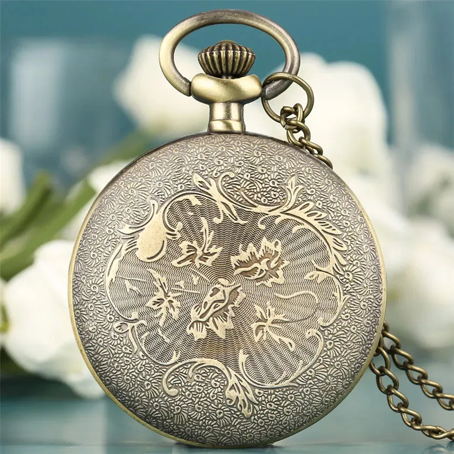 Vintage Retro Roman Numerals Display Quartz Pocket Watch