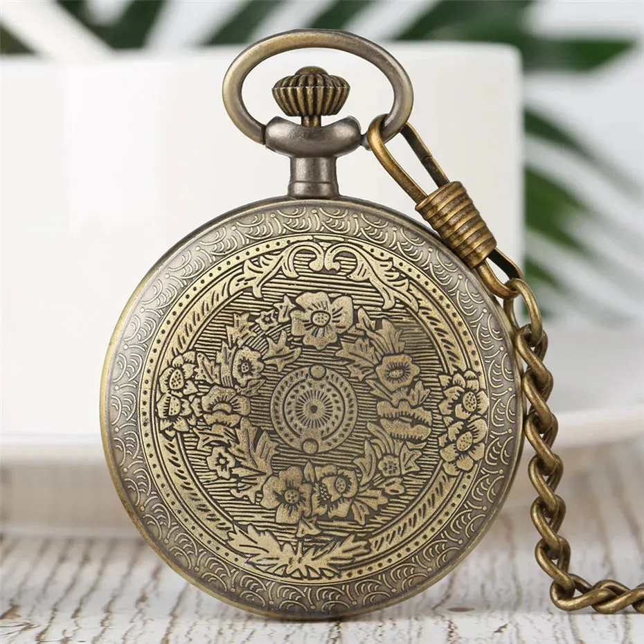 Vintage Retro Roman Numerals Display Quartz Pocket Watch