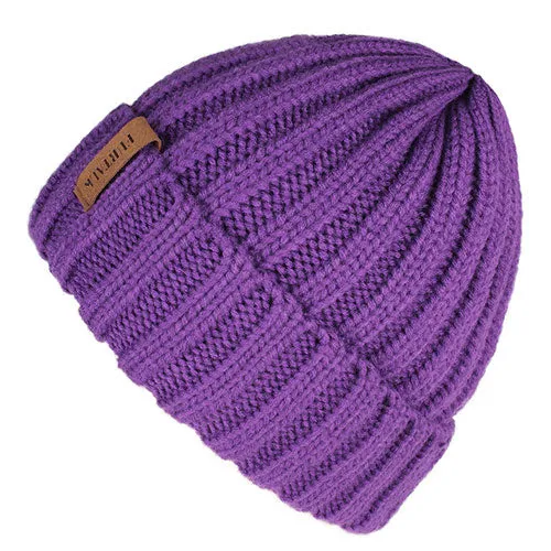 Warm Fleece Lining Casual Warm Knitted Winter Beanie