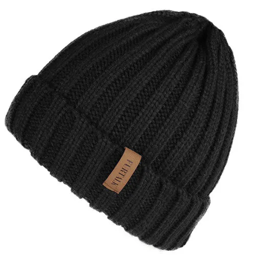 Warm Fleece Lining Casual Warm Knitted Winter Beanie