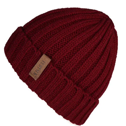 Warm Fleece Lining Casual Warm Knitted Winter Beanie