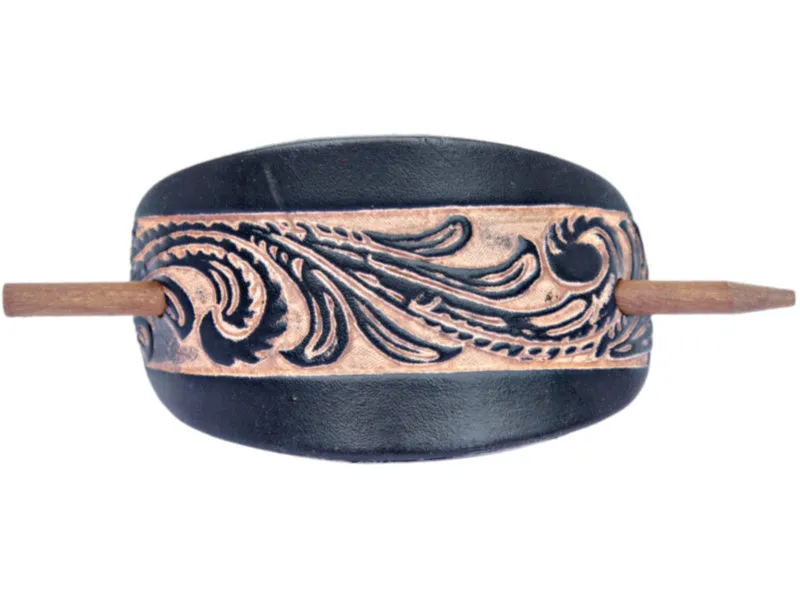 Western Scroll Leather Hair Barrette