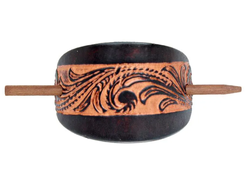 Western Scroll Leather Hair Barrette