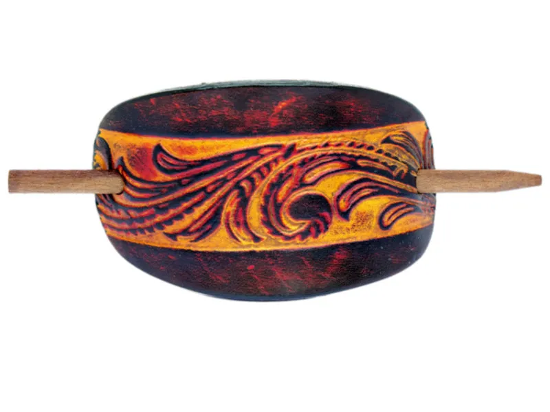 Western Scroll Leather Hair Barrette