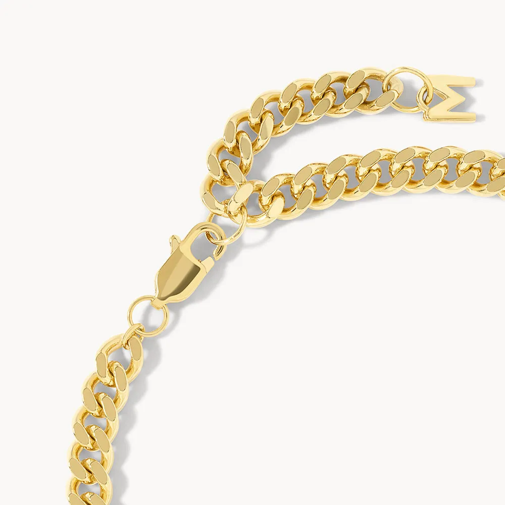 White Topaz Curb Chain Bracelet in Gold