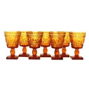 Wine Glasses, Colony Glass, Amber Park Lane, Set of 7, Vintage