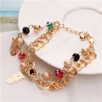 Woman Gold Chain Heart & Bangles Charm Bracelets