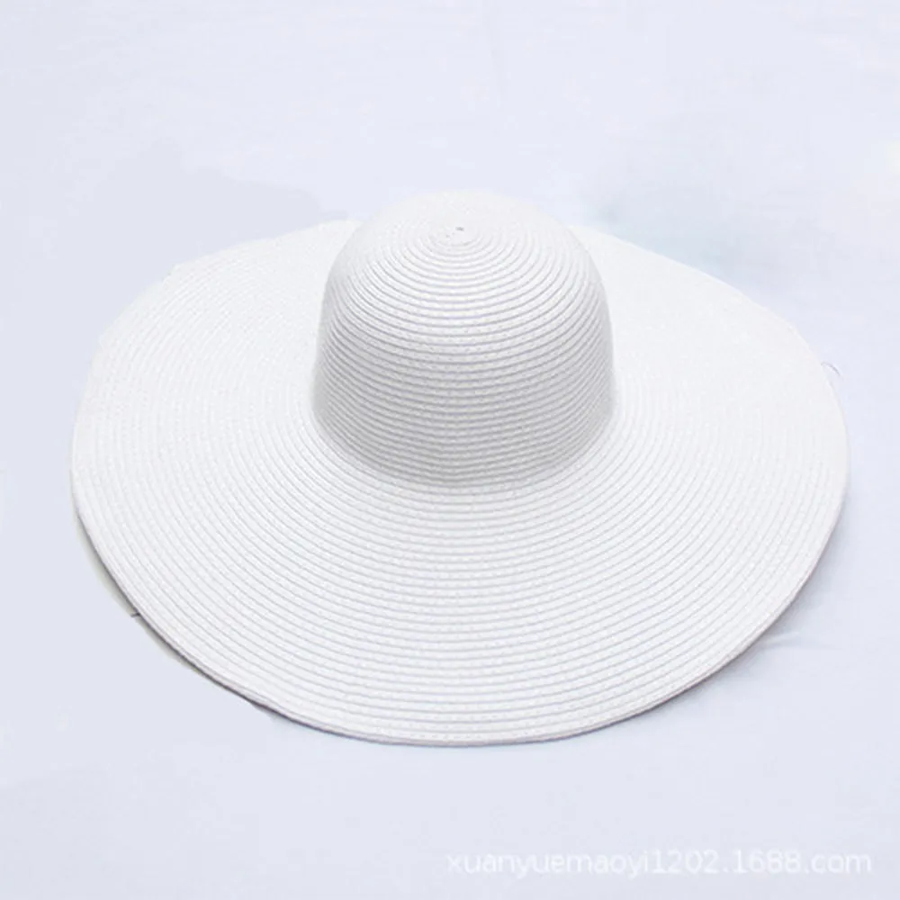 Women Summer Sun Protection Straw Hat Beach Wide Brim Big Floppy Folding Sun Hat