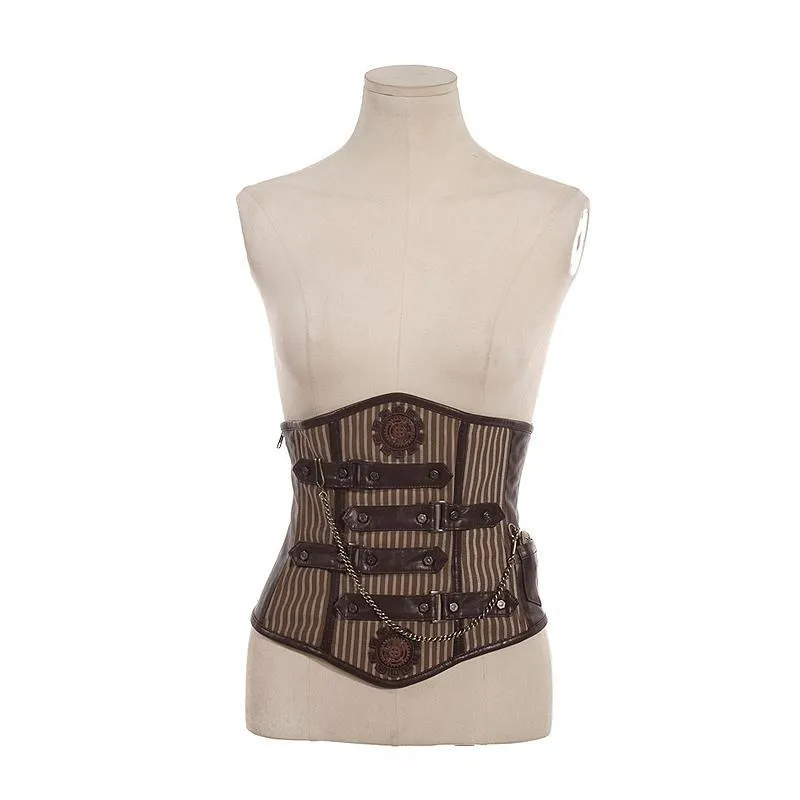 Women's Steampunk Leather and Cloth Corset