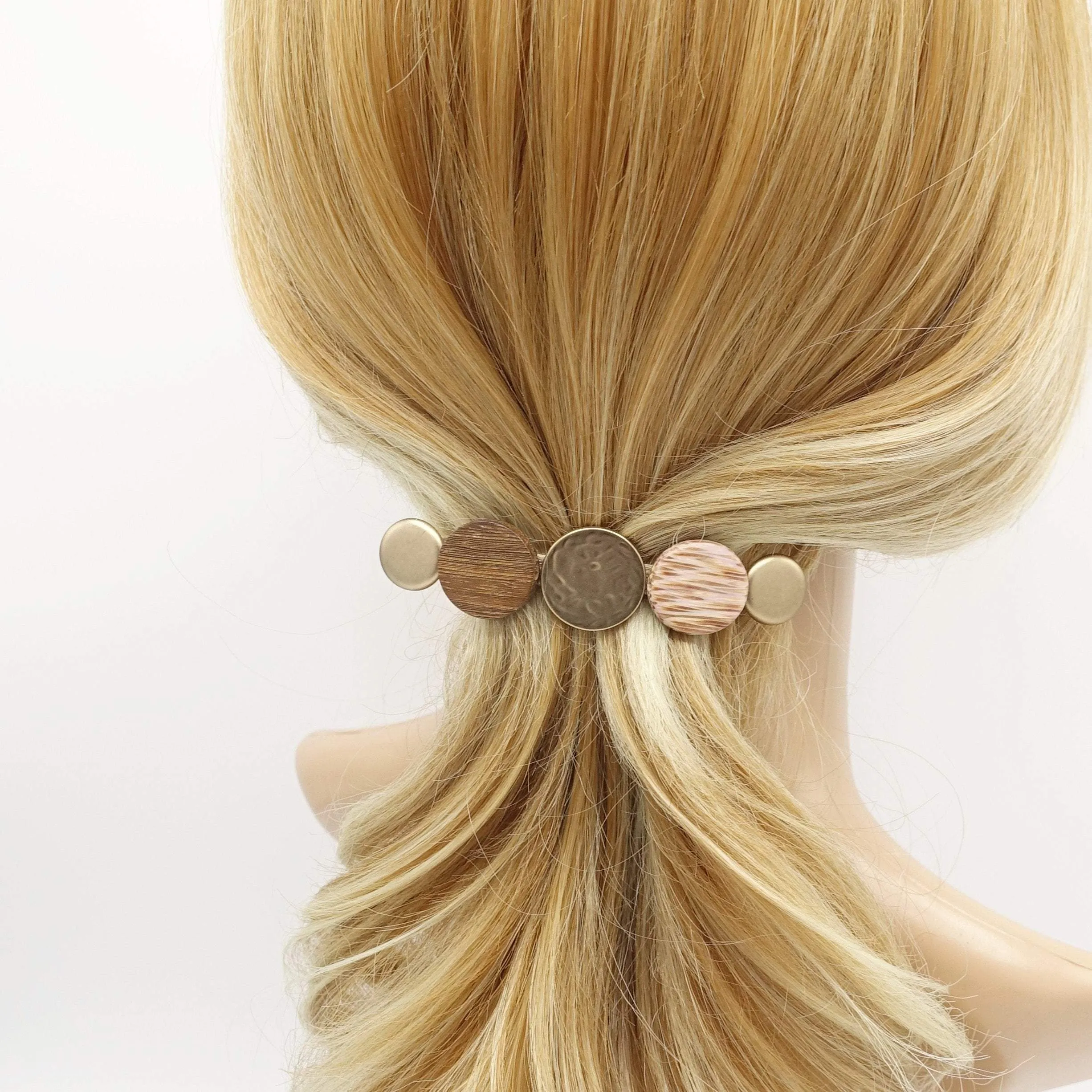 wood metal embellished hair barrette nacre hair clip for women