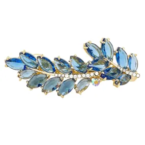 Yellow Chimes Hair Clips for Women Girls Barrette Hair Clips for Women Hair Accessories for Women Leafy Shaped Clips for Women Blue Crystal French Barrette Hair Clips for Women and Girls Gift For Women & Girls