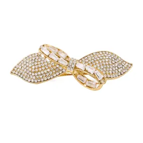 Yellow Chimes Hair Clips for Women Girls Barrette Hair Clips for Women Hair Accessories for Women Leafy Shaped Clips for Women Golden Crystal French Barrette Hair Clips for Women and Girls Gift For Women & Girls